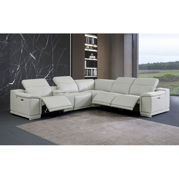 Winston Porter Hild 6 Piece Leather Reclining Sectional Wayfair